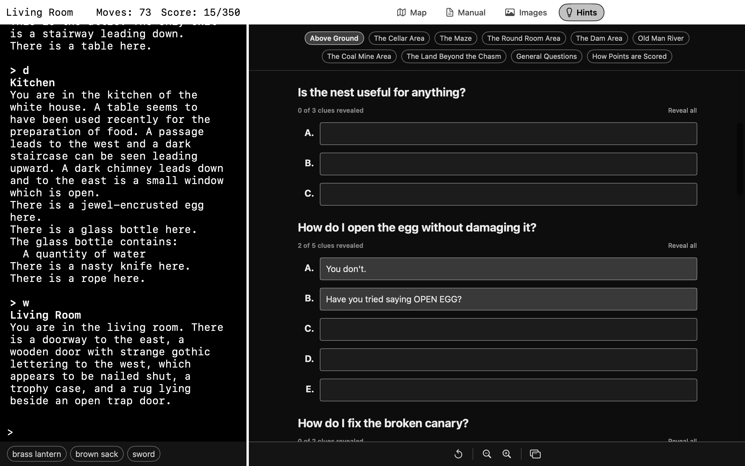 InvisiClues hint browser revealing clues one at a time
